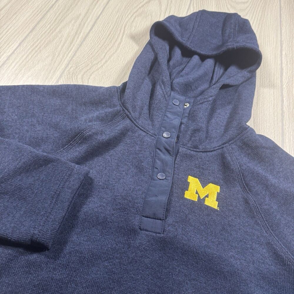 Michigan Wolverines Columbia CLG Sweater Weather 1/4 Snap Pullover Womens S Blue